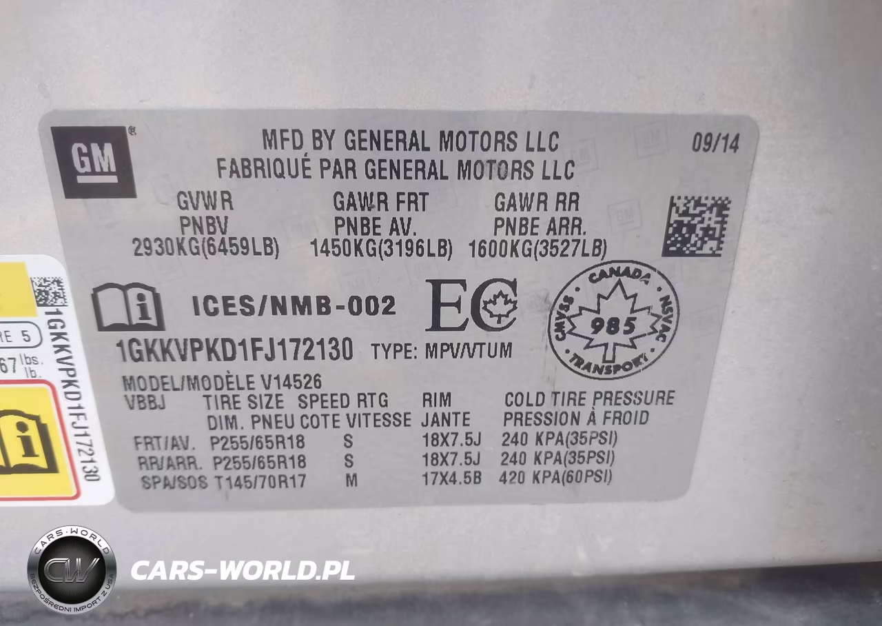 2015 GMC Acadia Sle-2 VIN:1GKKVPKD1FJ172130 - 9