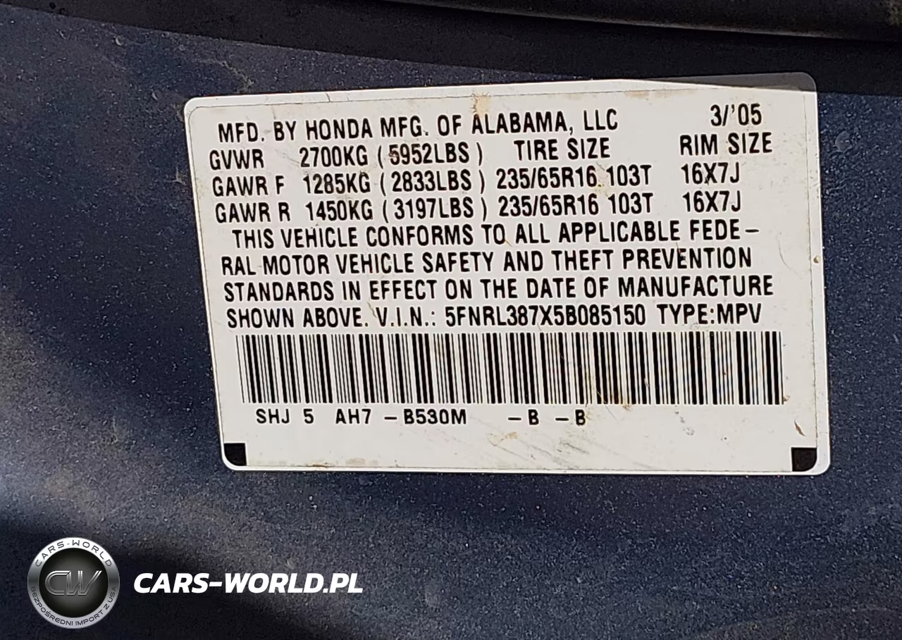 2005 Honda Odyssey Ex-L VIN:5FNRL387X5B085150 - 9