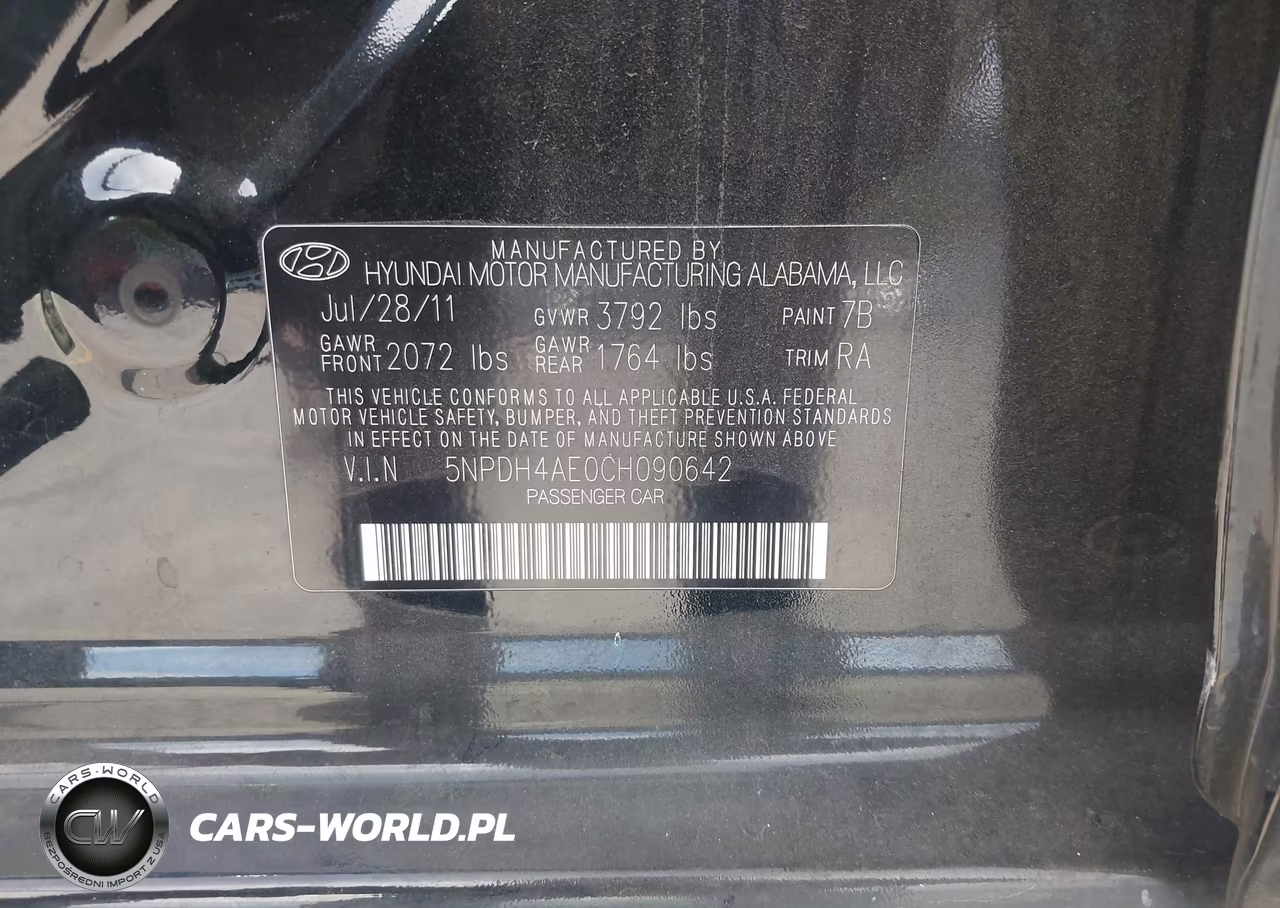 2012 Hyundai Elantra Gls VIN:5NPDH4AE0CH090642 - 9