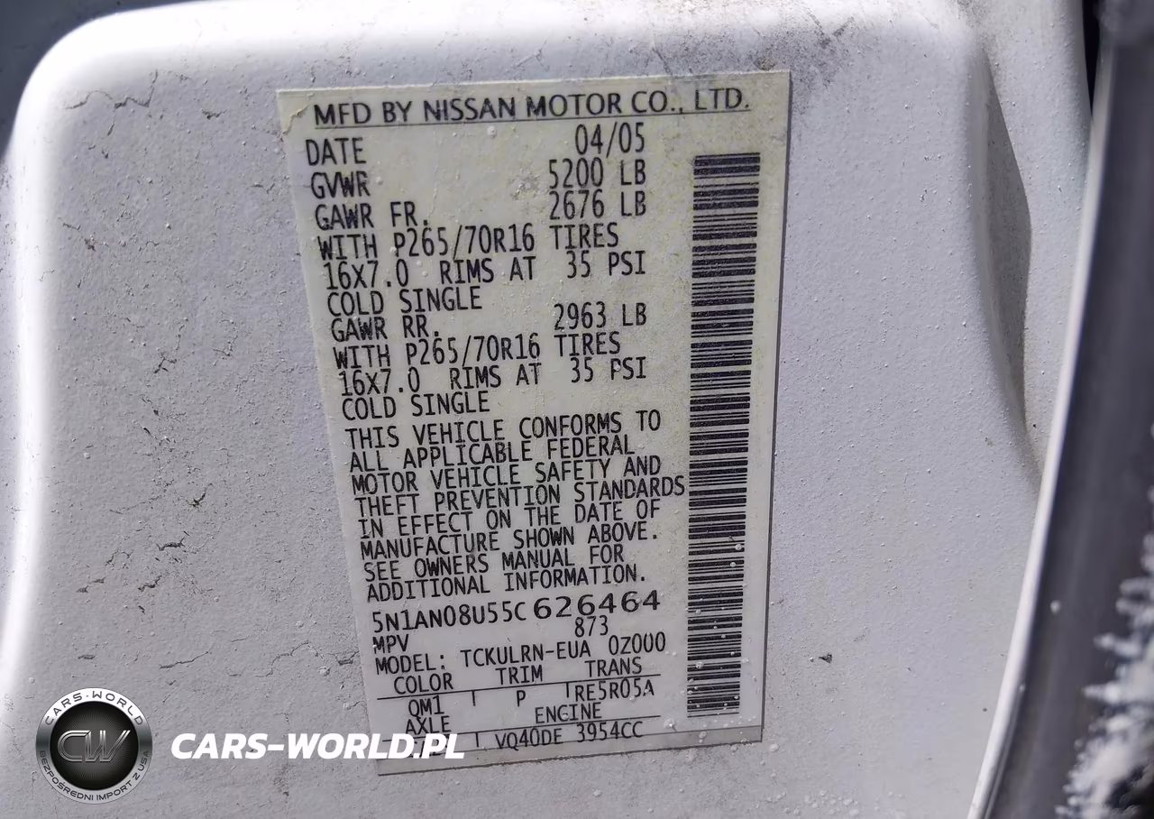 2005 Nissan Xterra S VIN:5N1AN08U55C626464 - 9