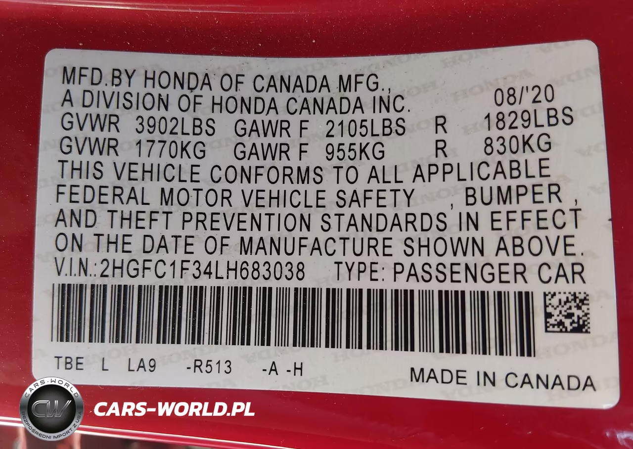 2020 Honda Civic Ex VIN:2HGFC1F34LH683038 - 9