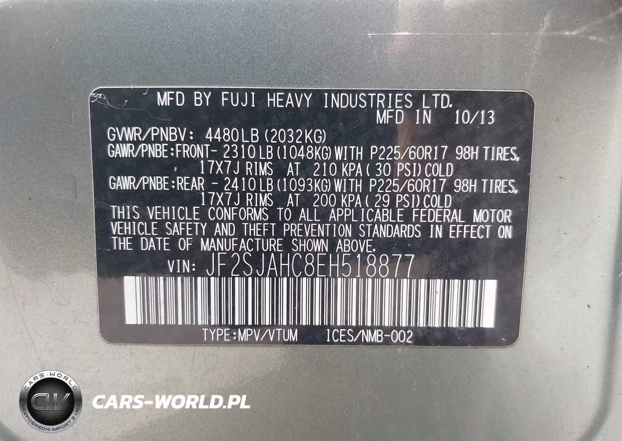 2014 Subaru Forester 2.5I Limited VIN:JF2SJAHC8EH518877 - 9