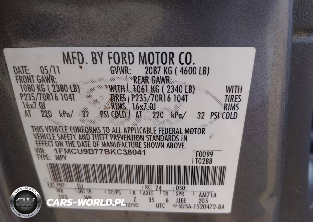 2011 Ford Escape Xlt VIN:1FMCU9D77BKC38041 - 9