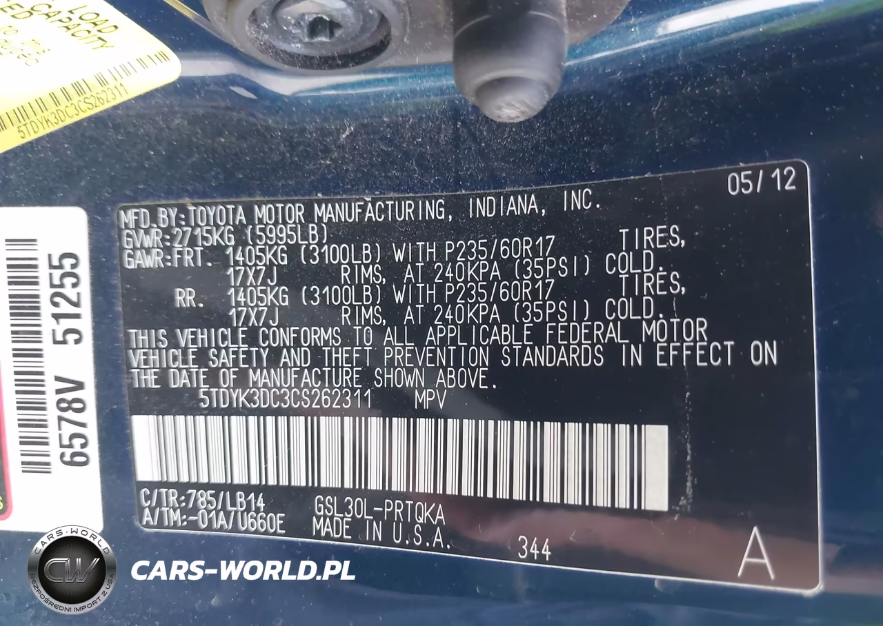 2012 Toyota Sienna Xle V6 8 Passenger VIN:5TDYK3DC3CS262311 - 9