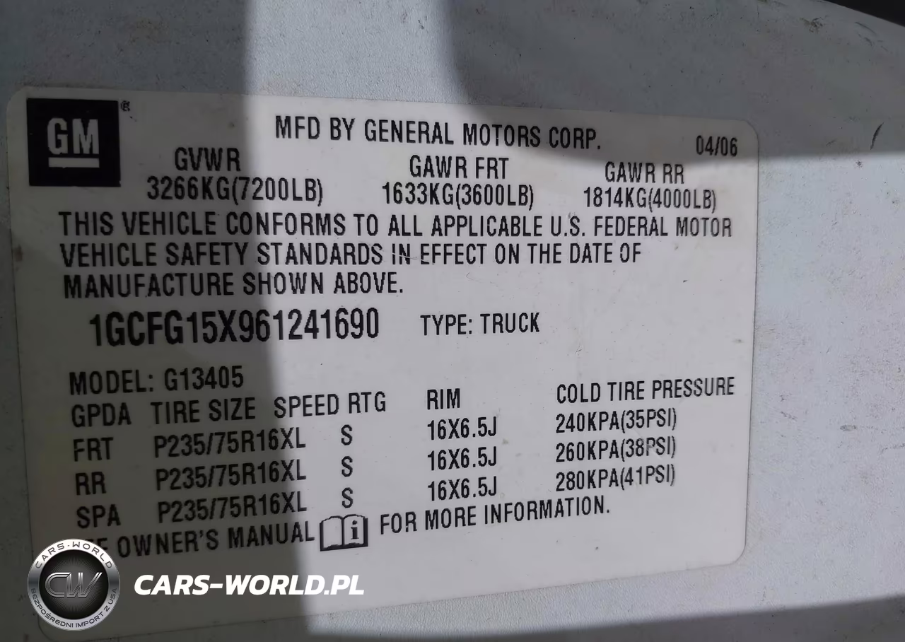 2006 Chevrolet Express Work Van VIN:1GCFG15X961241690 - 9