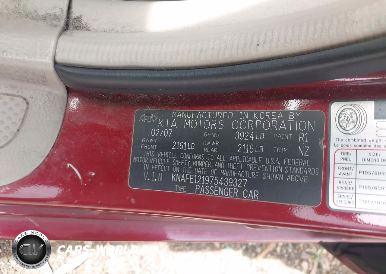 2007 Kia Spectra Ex VIN:KNAFE121975439327 - 9