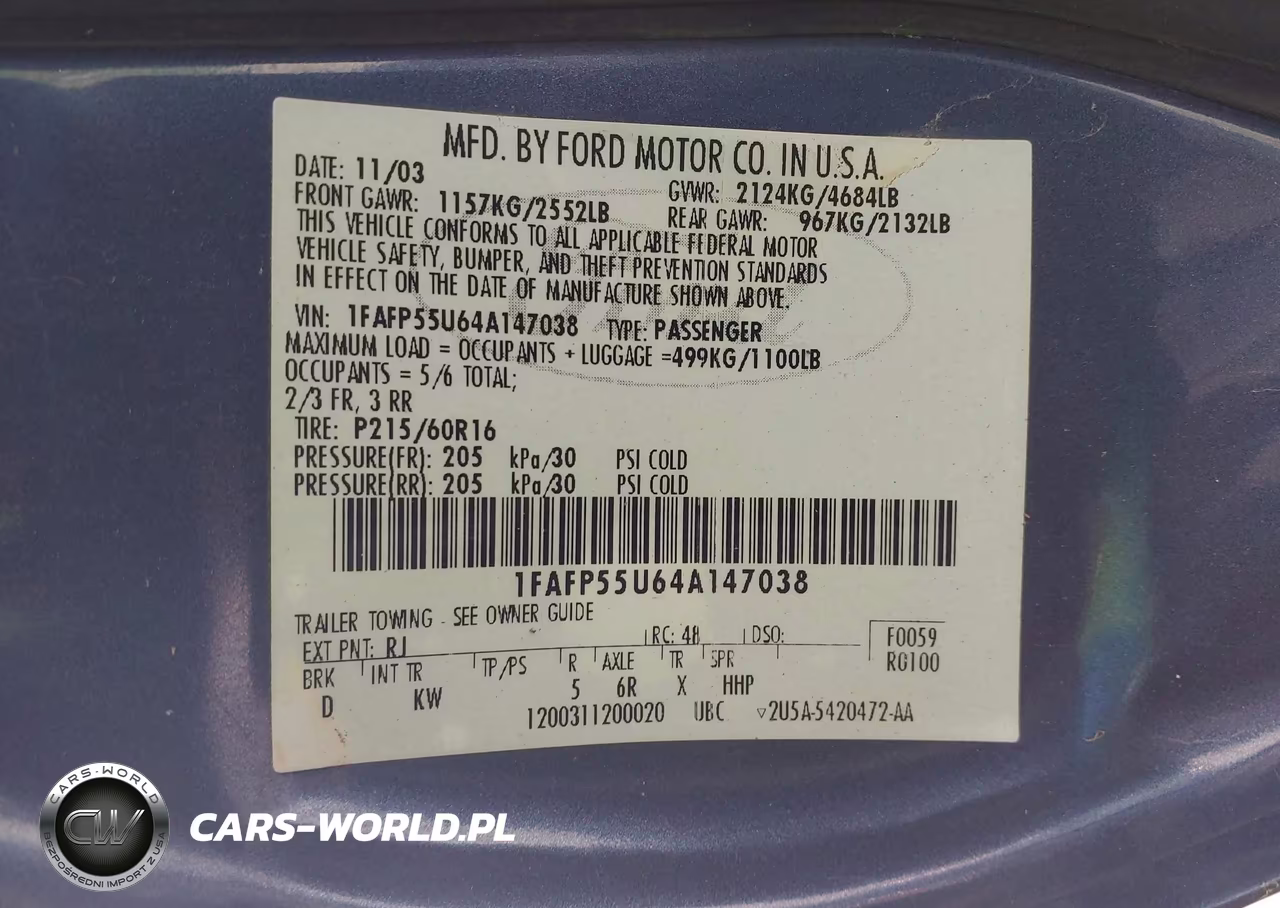 2004 Ford Taurus Ses VIN:1FAFP55U64A147038 - 9