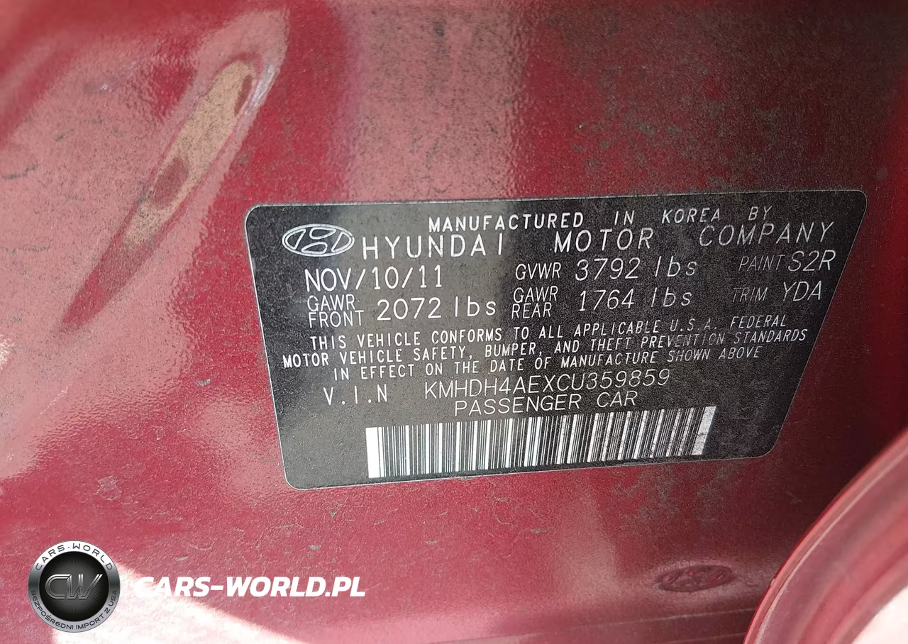 2012 Hyundai Elantra Gls (Ulsan Plant) VIN:KMHDH4AEXCU359859 - 9