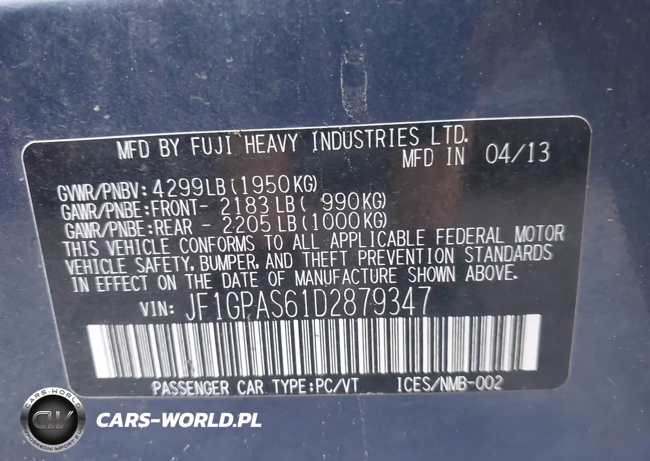 2013 Subaru Impreza 2.0I Sport Limited VIN:JF1GPAS61D2879347 - 9