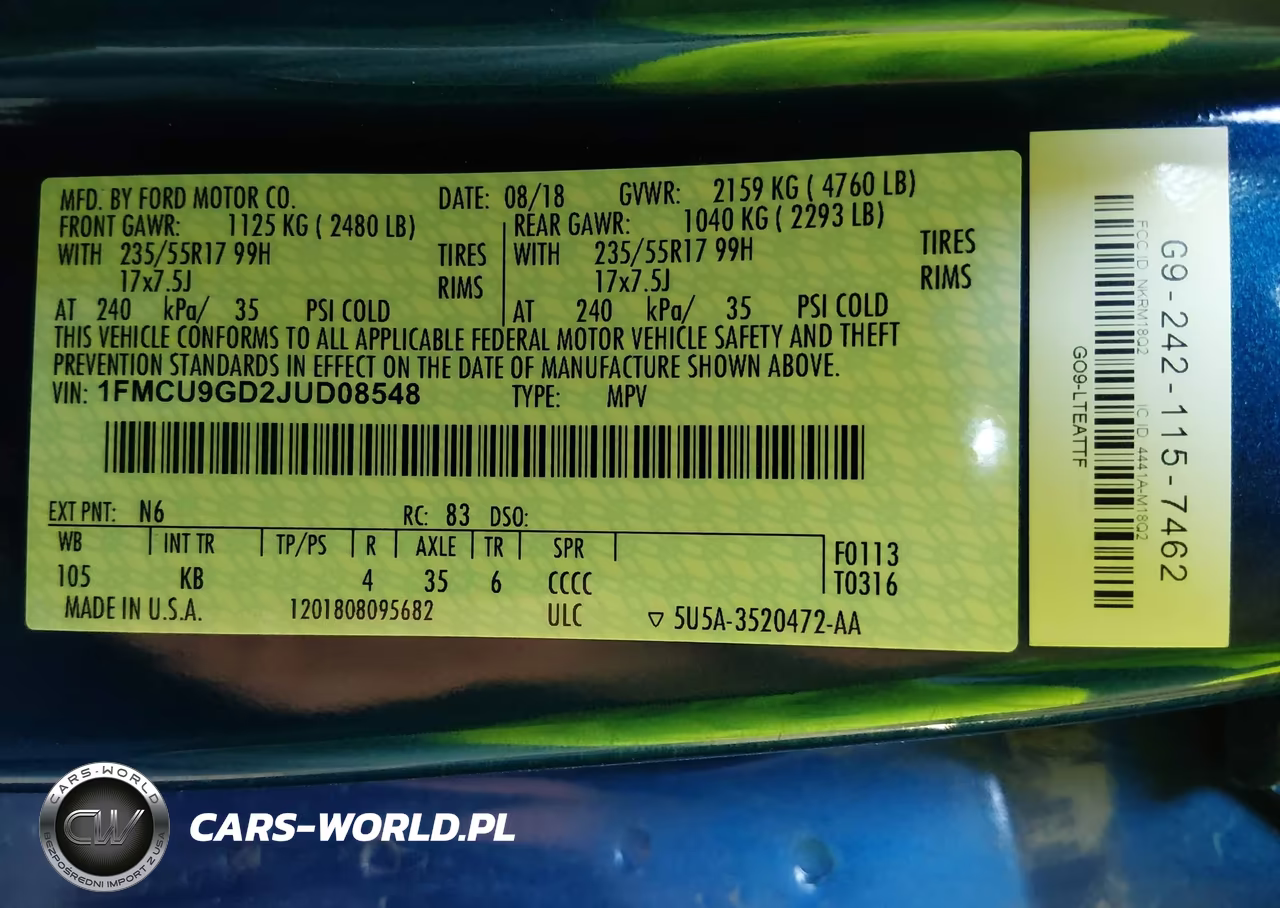 2018 Ford Escape Se VIN:1FMCU9GD2JUD08548 - 9