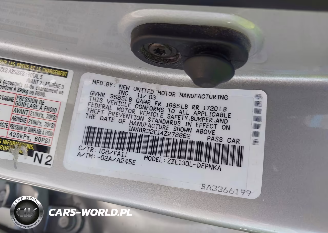2004 Toyota Corolla Le VIN:1NXBR32E14Z278862 - 9