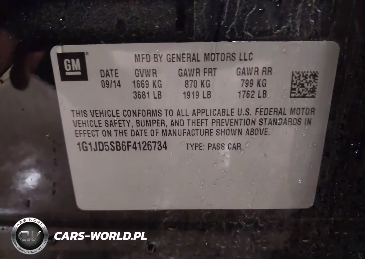 2015 Chevrolet Sonic Lt Manual VIN:1G1JD5SB6F4126734 - 9