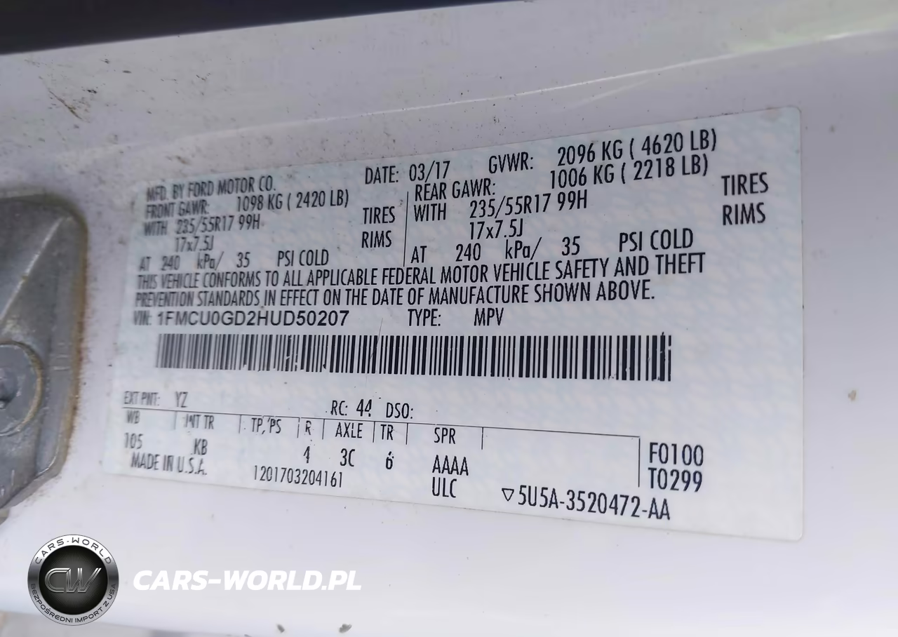 2017 Ford Escape Se VIN:1FMCU0GD2HUD50207 - 9