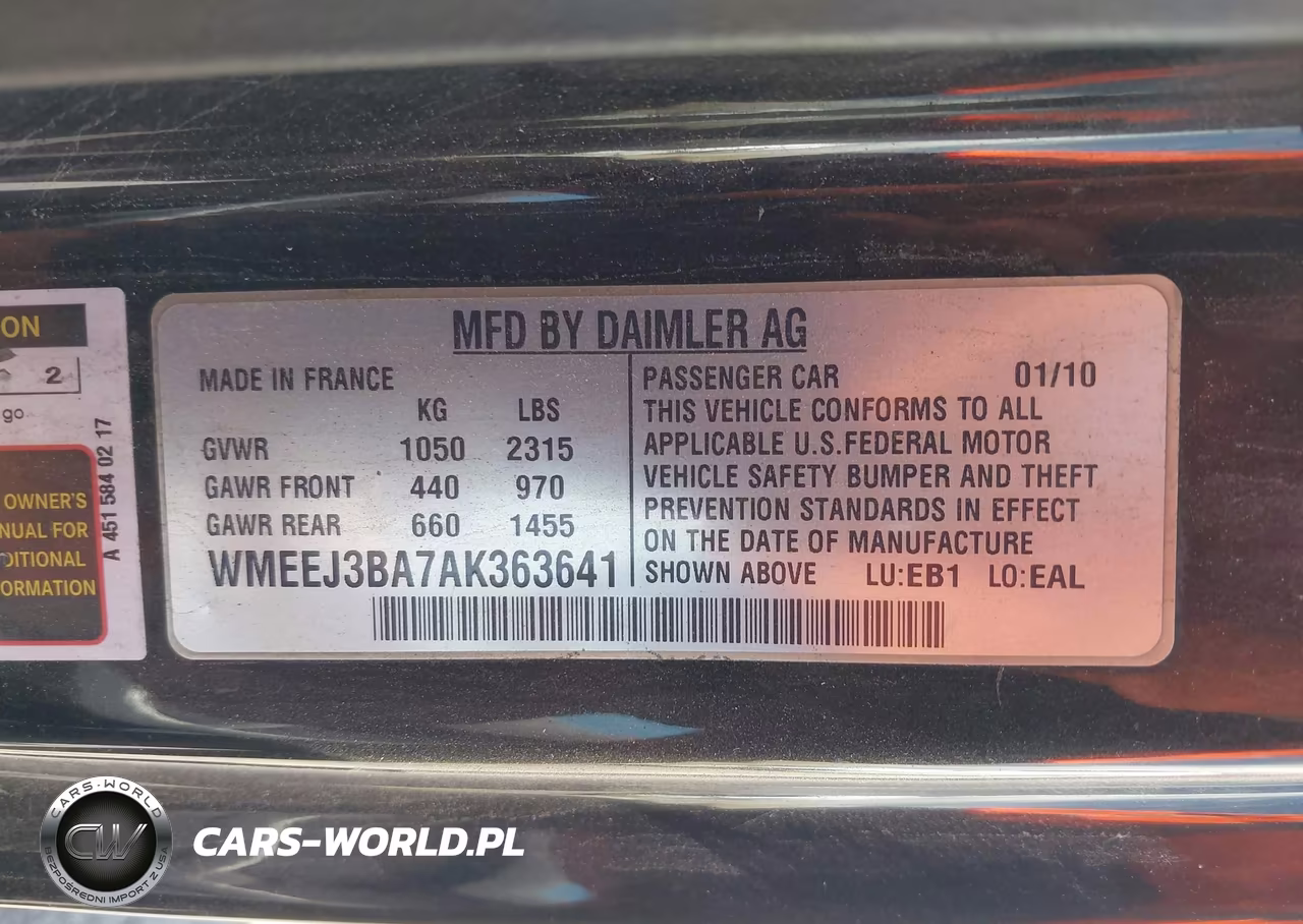 2010 Smart Fortwo Passion-Pure VIN:WMEEJ3BA7AK363641 - 9