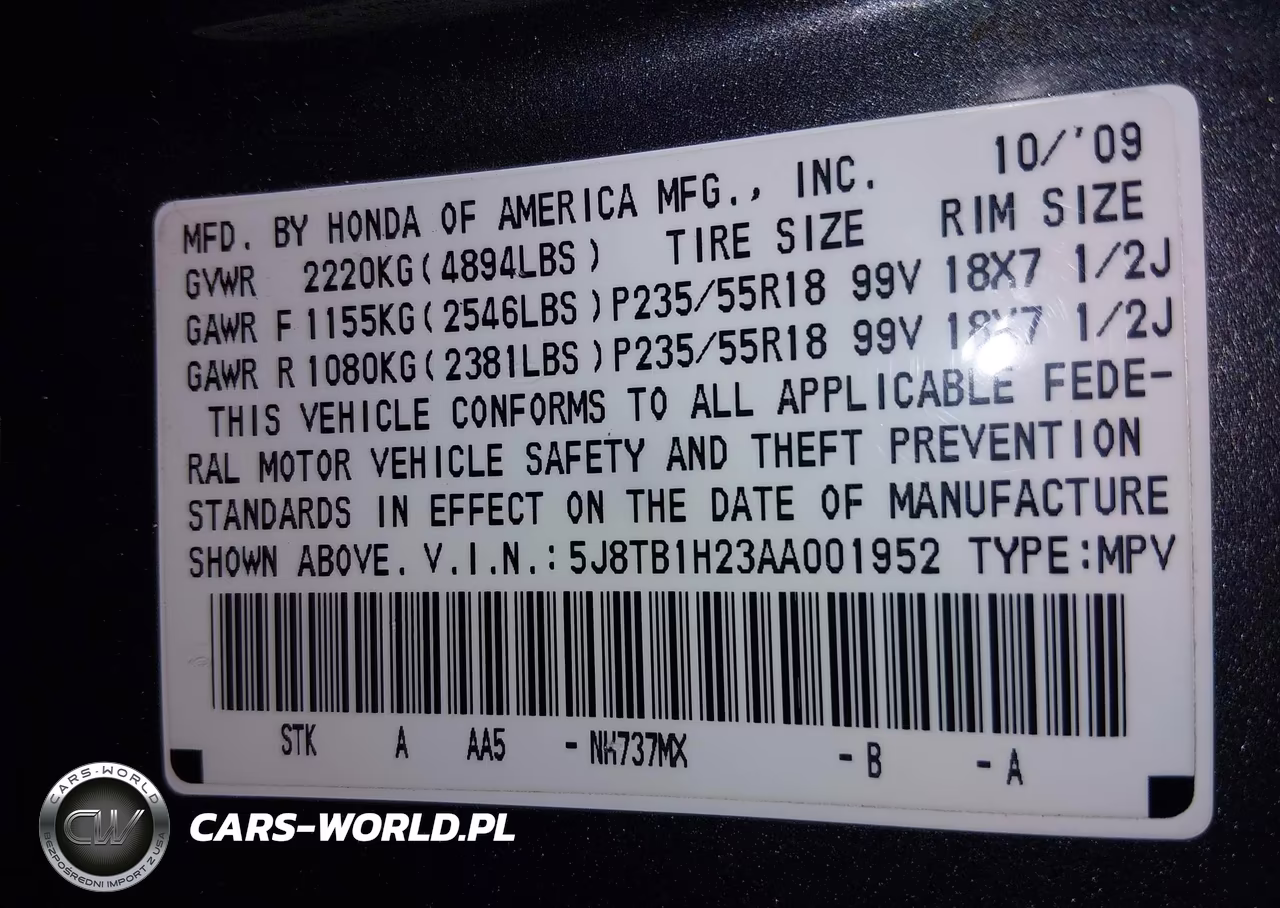 2010 Acura Rdx VIN:5J8TB1H23AA001952 - 9