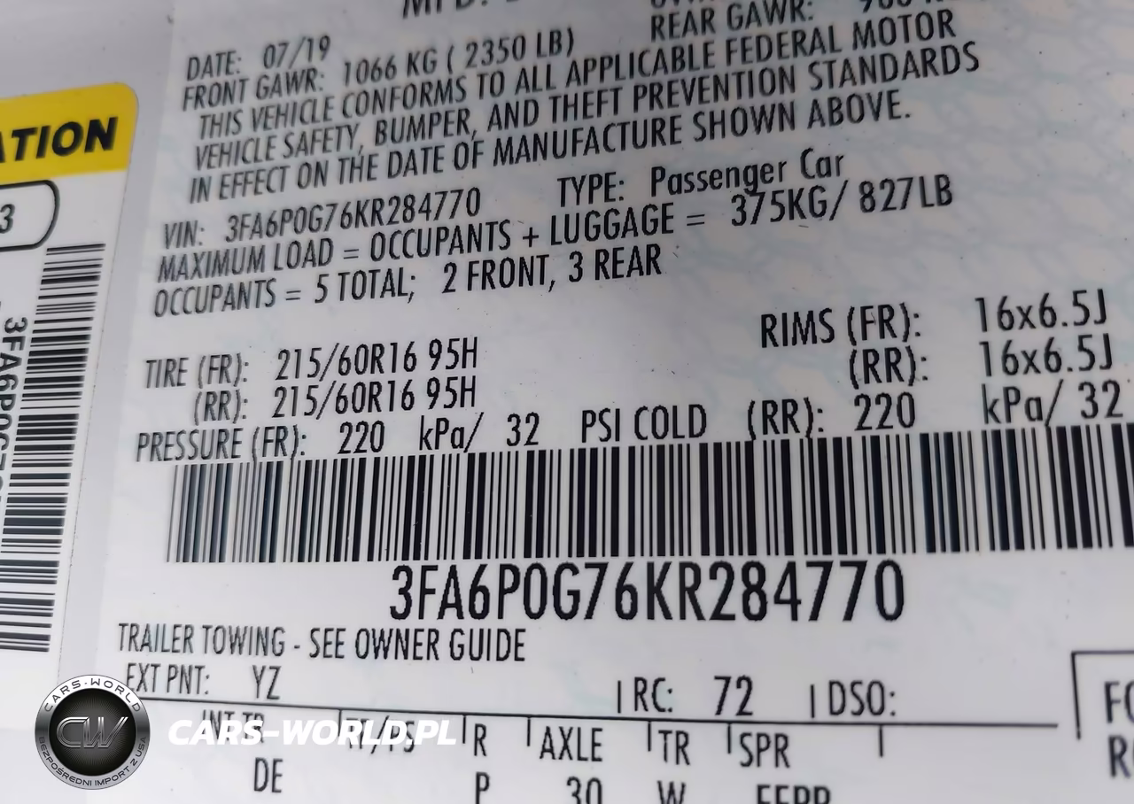 2019 Ford Fusion VIN:3FA6POG76KR284770 - 9