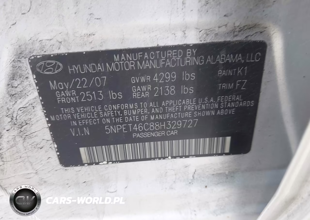 2008 Hyundai Sonata Gls VIN:5NPET46C88H329727 - 9