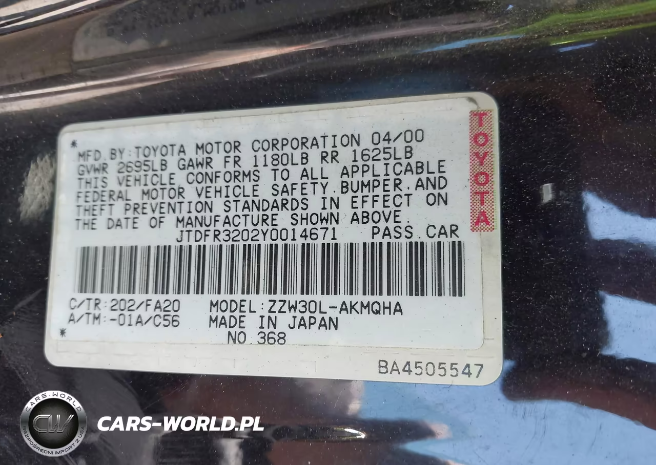 2000 Toyota Mr2 Spyder VIN:JTDFR3202Y0014671 - 9