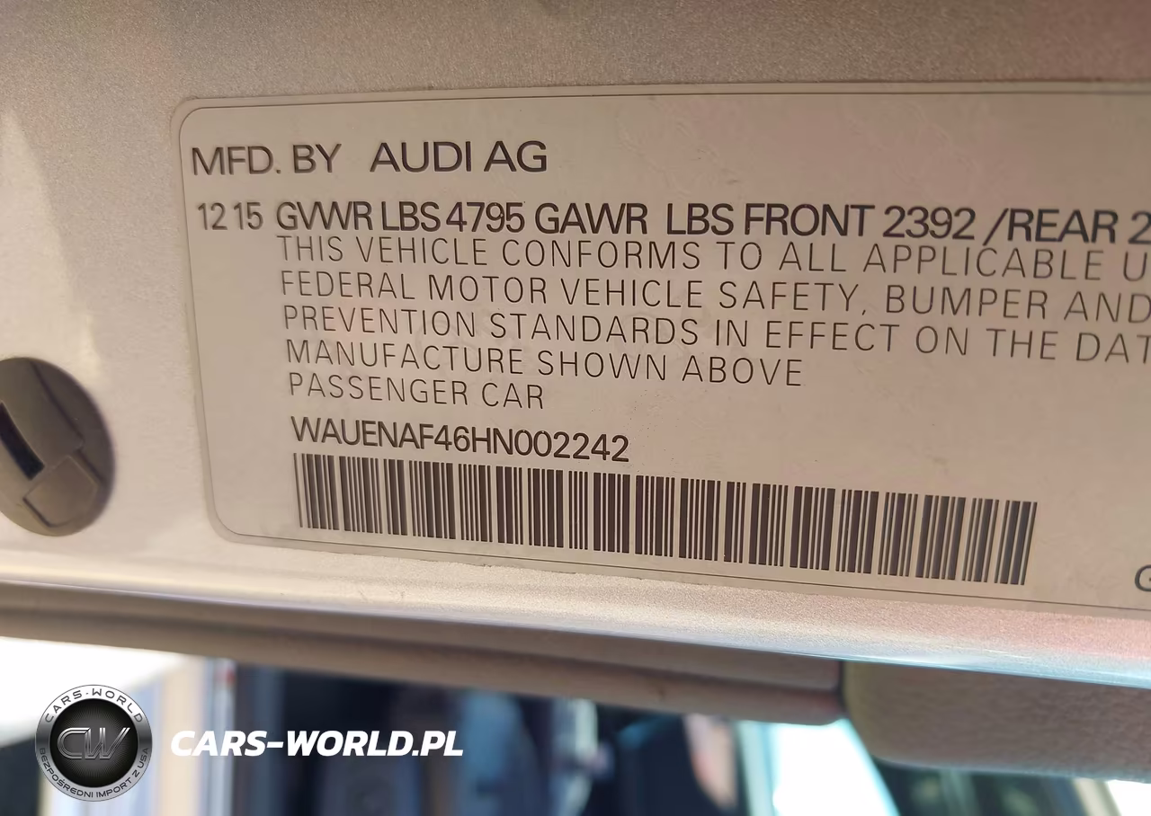2017 Audi A4 Premium Plus VIN:WAUENAF46HN002242 - 9