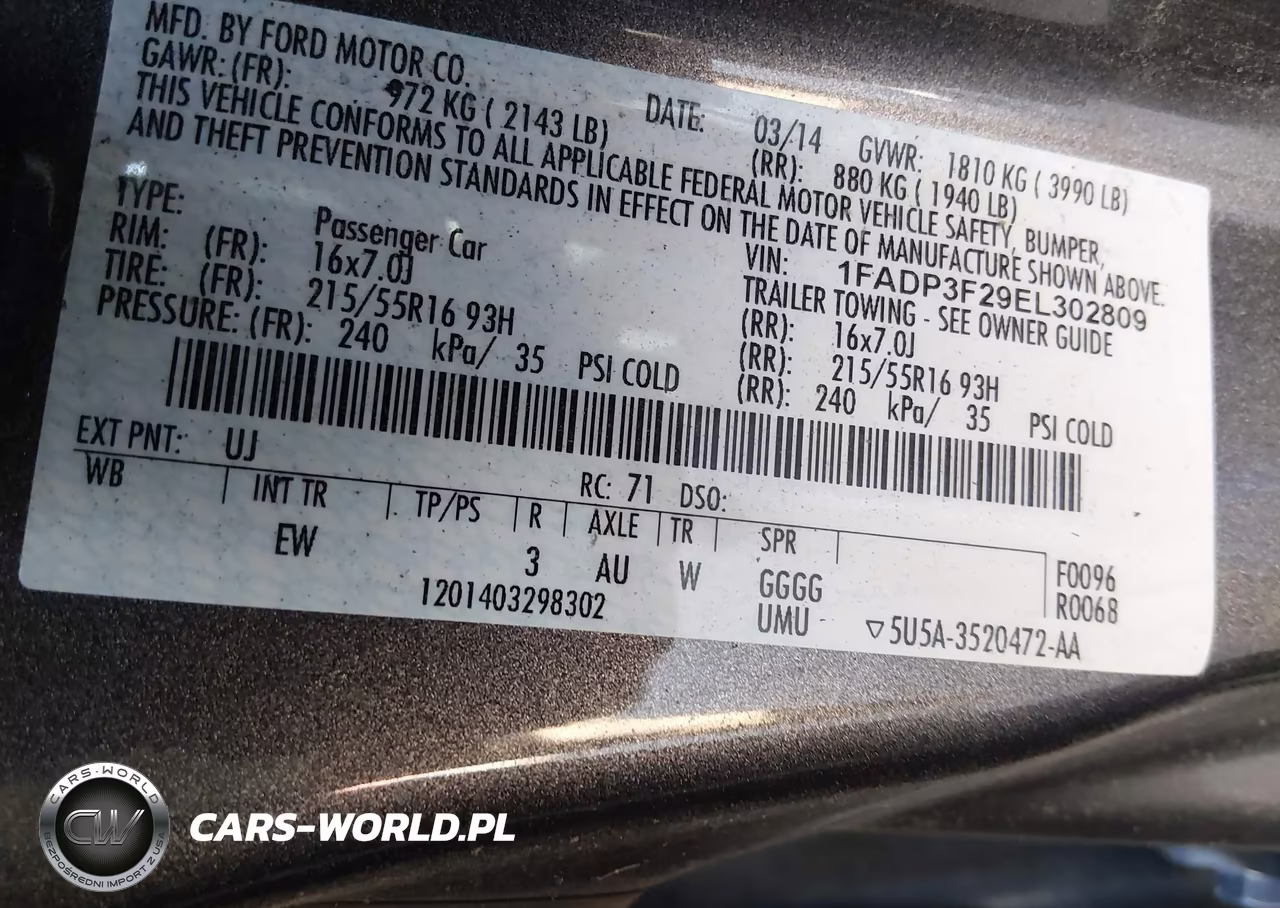 2014 Ford Focus Se VIN:1FADP3F29EL302809 - 9