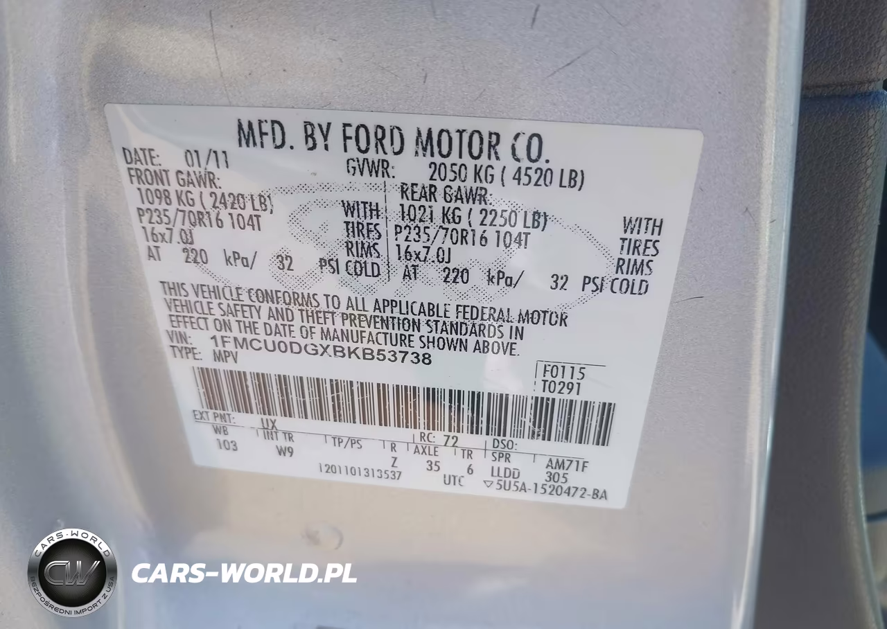 2011 Ford Escape Xlt VIN:1FMCU0DGXBKB53738 - 9