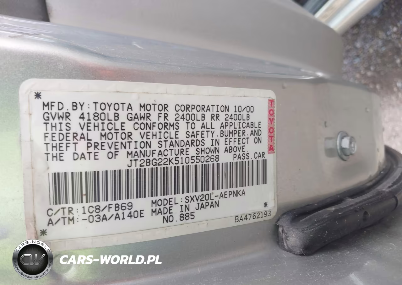 2001 Toyota Camry Le VIN:JT2BG22K510550268 - 9