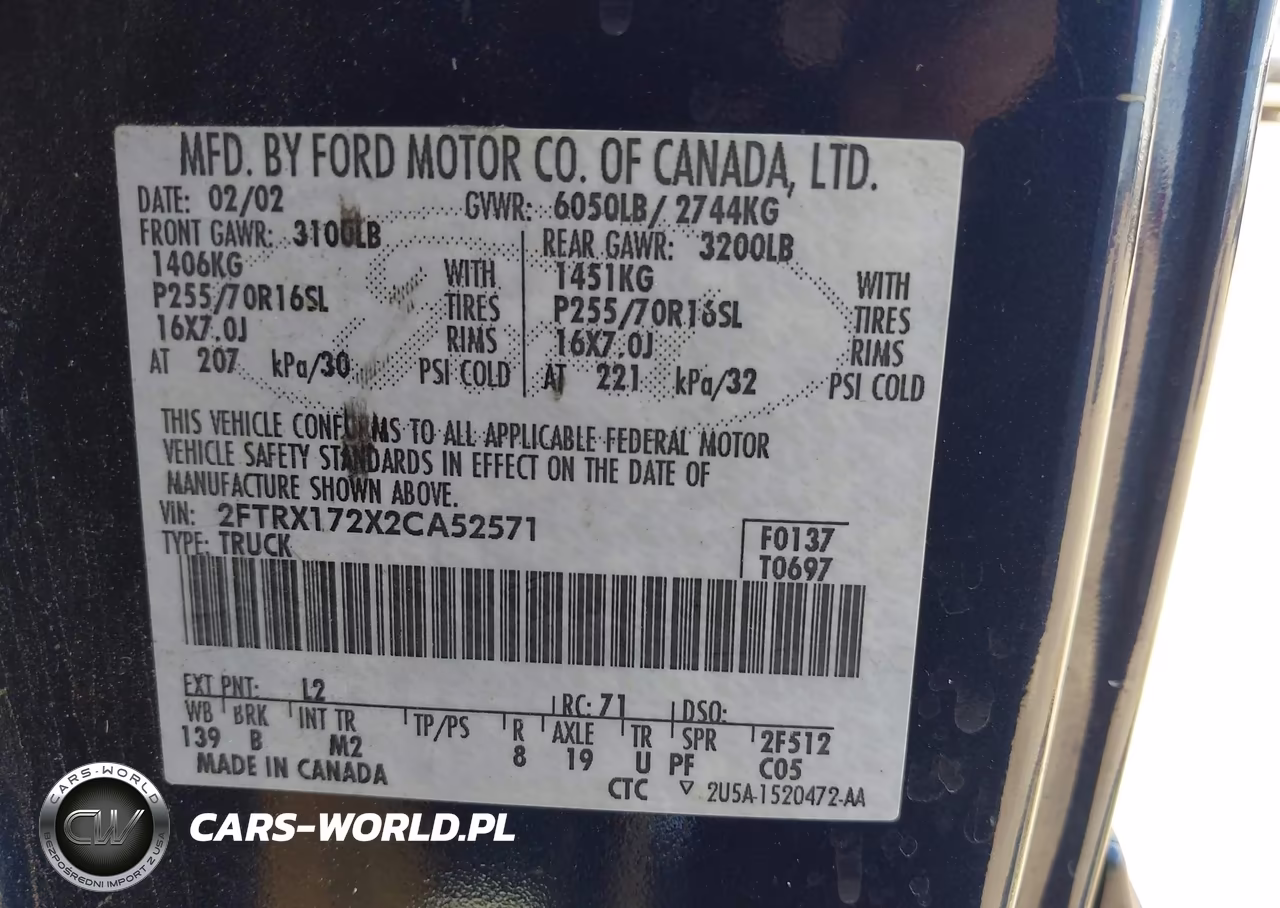 2002 Ford F-150 Xl-Xlt VIN:2FTRX172X2CA52571 - 9