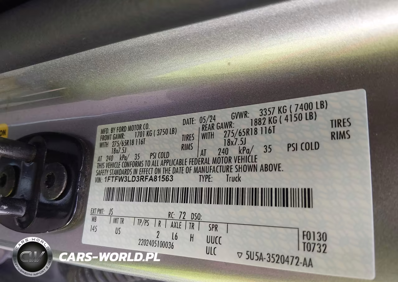 2024 Ford F-150 Xlt VIN:1FTFW3LD3RFA81563 - 9