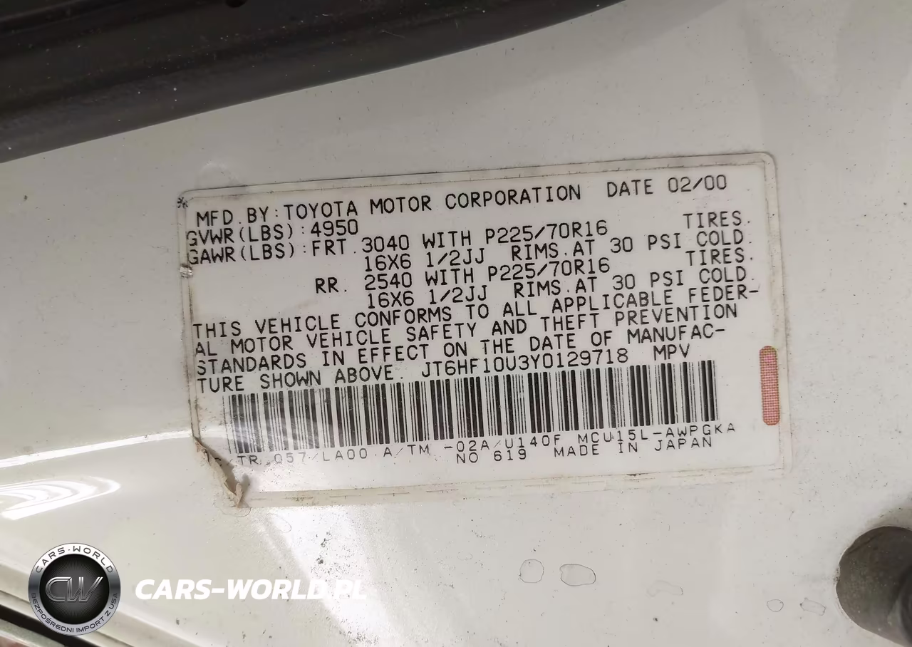 2000 Lexus Rx 300 VIN:JT6HF10U3Y0129718 - 9