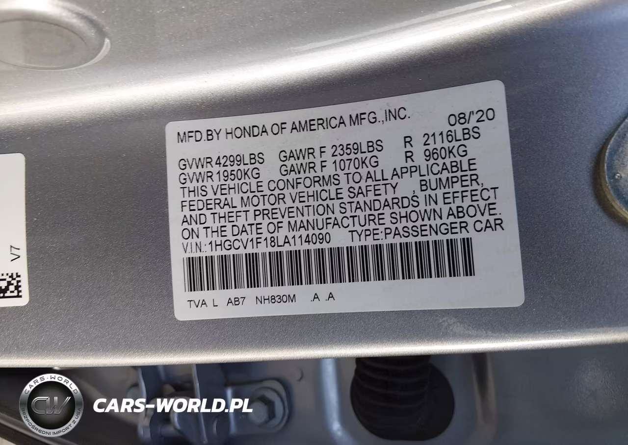 2020 Honda Accord Lx VIN:1HGCV1F18LA114090 - 9