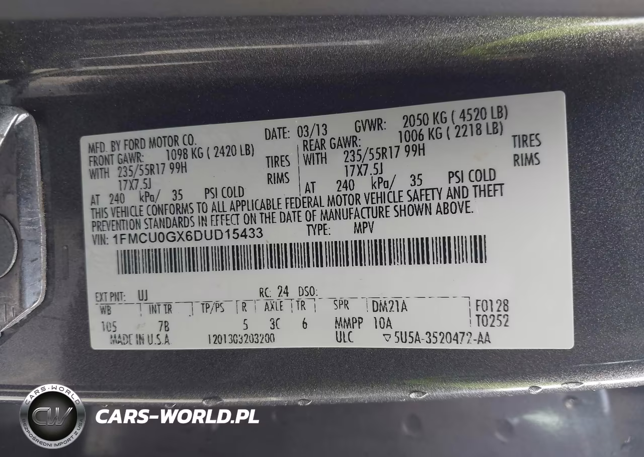2013 Ford Escape Se VIN:1FMCU0GX6DUD15433 - 9