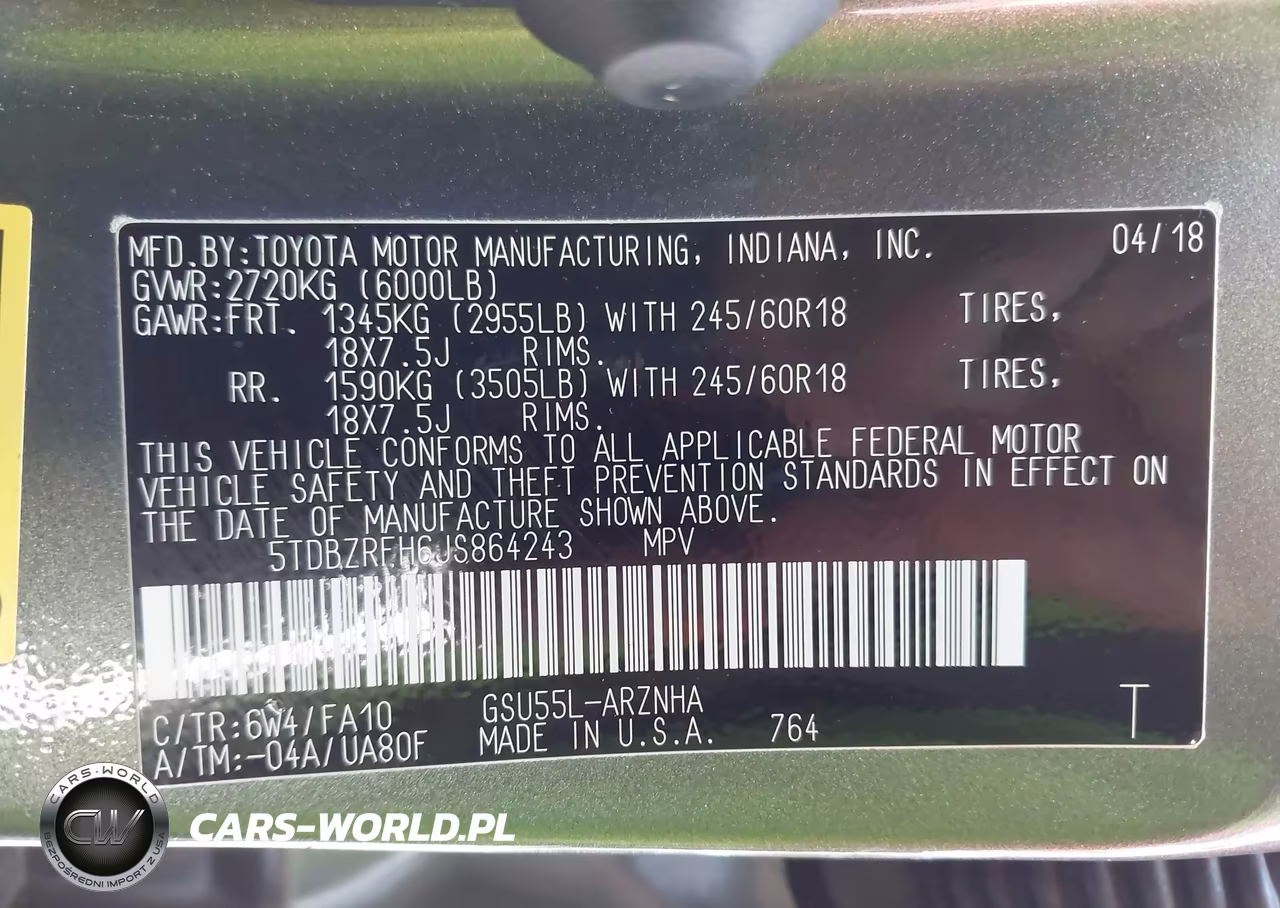 2018 Toyota Highlander Le Plus VIN:5TDBZRFH6JS864243 - 9