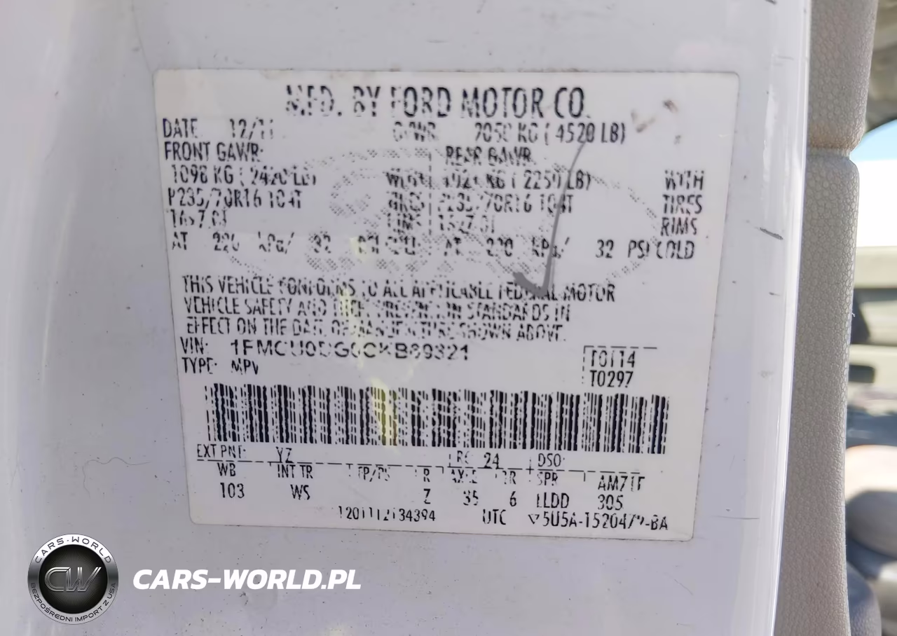 2012 Ford Escape Xlt VIN:1FMCU0DG0CKB69321 - 9