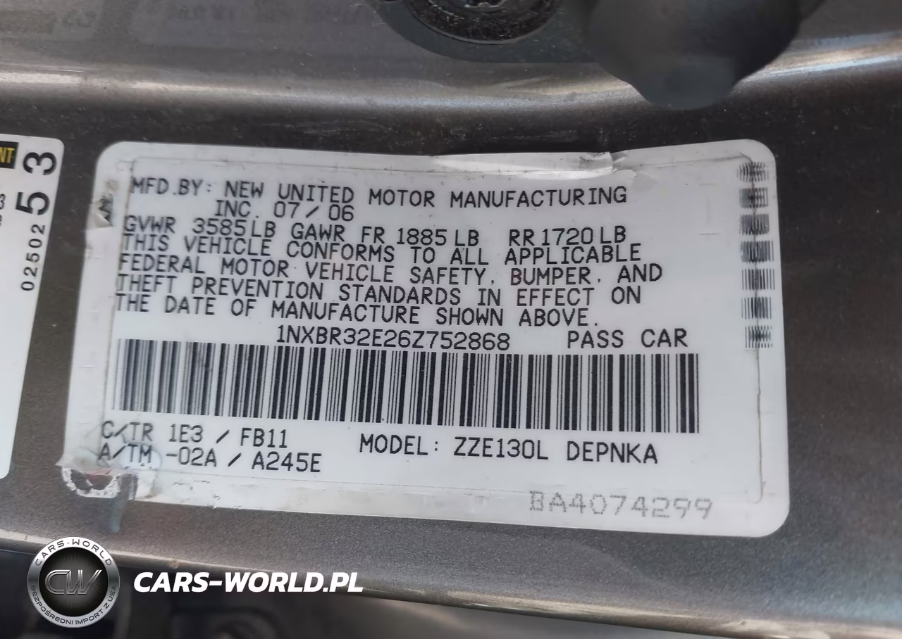 2006 Toyota Corolla Ce VIN:1NXBR32E26Z752868 - 9