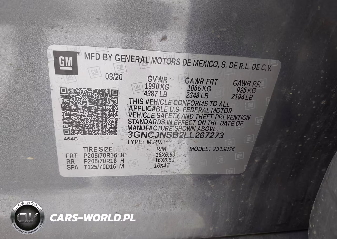 2020 Chevrolet Trax Awd Ls VIN:3GNCJNSB2LL267273 - 9