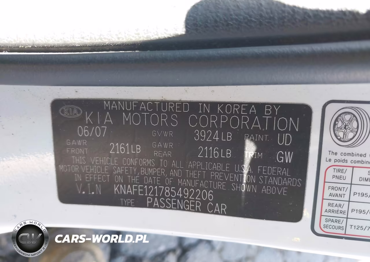 2008 Kia Spectra Ex VIN:KNAFE121785492206 - 9