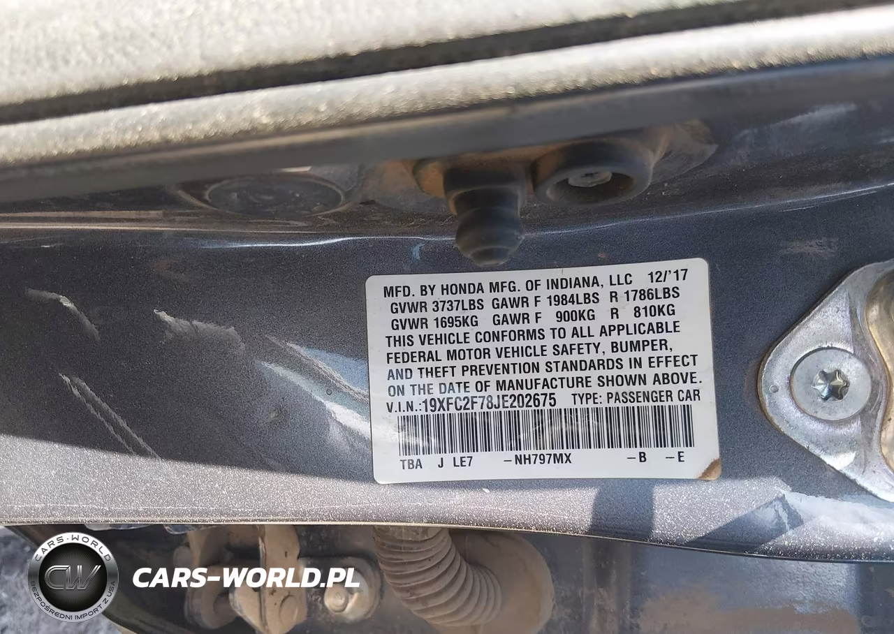 2018 Honda Civic Ex VIN:19XFC2F78JE202675 - 9