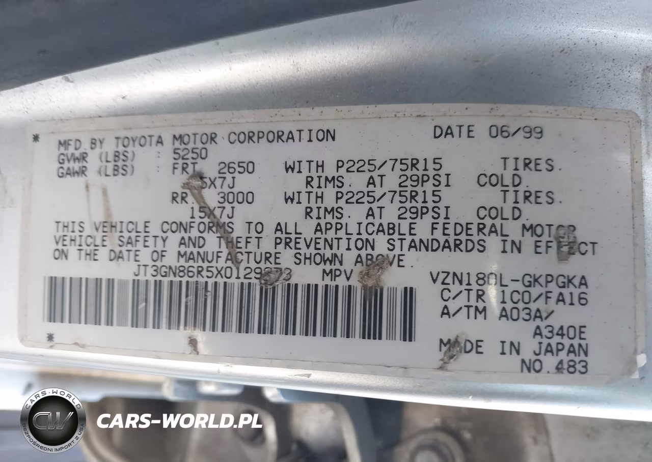 1999 Toyota 4Runner Sr5 V6 VIN:JT3GN86R5X0129273 - 9