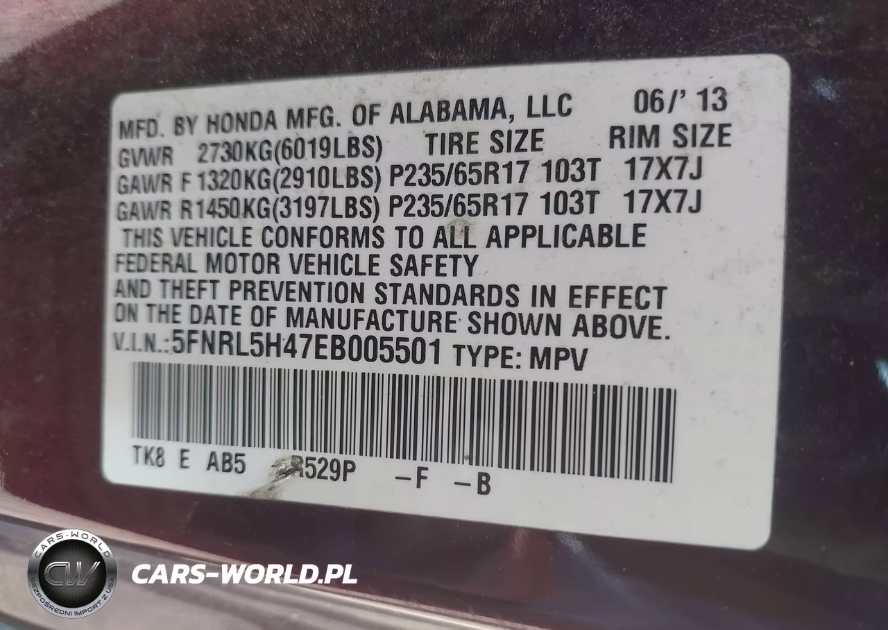 2014 Honda Odyssey Ex VIN:5FNRL5H47EB005501 - 9