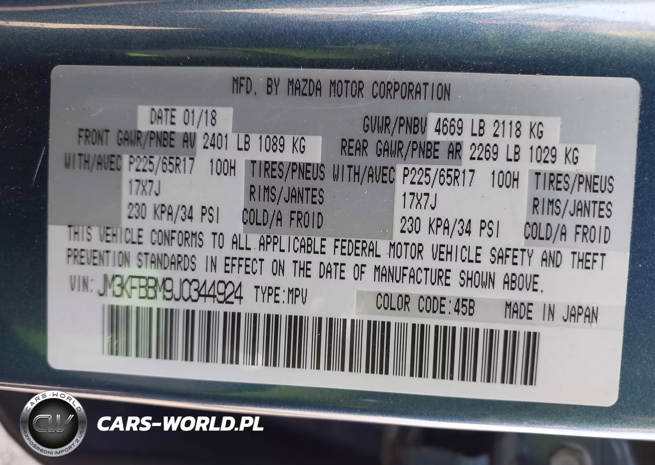 2018 Mazda Cx-5 Sport VIN:JM3KFBBM9J0344924 - 9