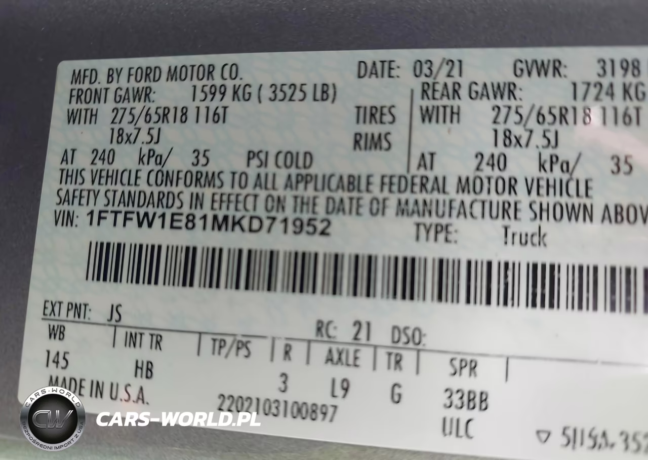 2021 Ford F-150 Lariat VIN:1FTFW1E81MKD71952 - 9