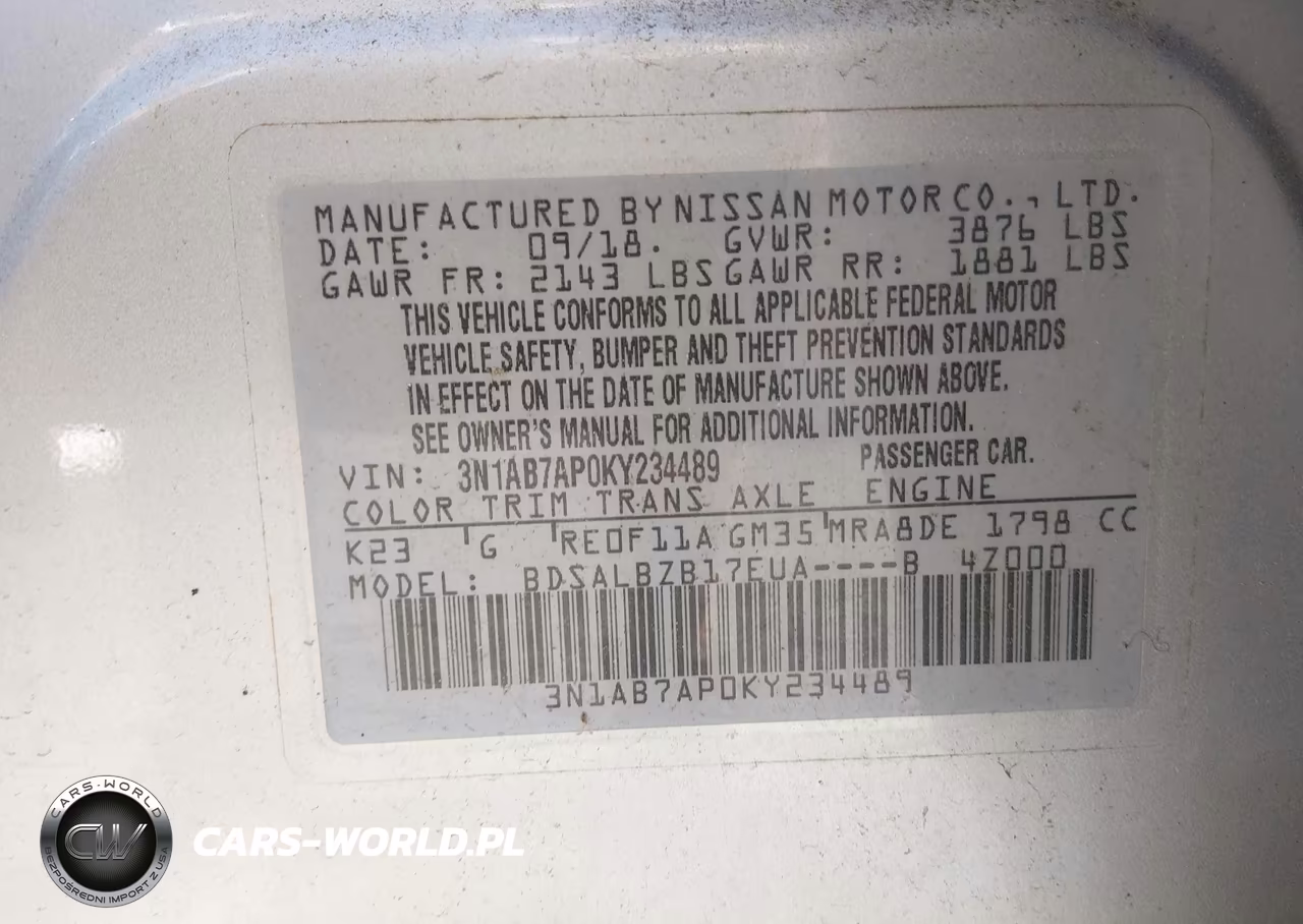 2019 Nissan Sentra S VIN:3N1AB7AP0KY234489 - 9