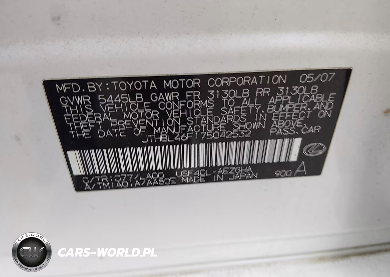 2007 Lexus Ls 460 VIN:JTHBL46F175042532 - 9