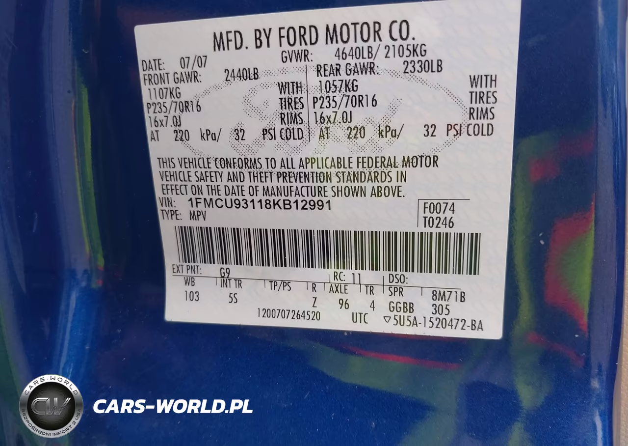 2008 Ford Escape Xlt VIN:1FMCU93118KB12991 - 9