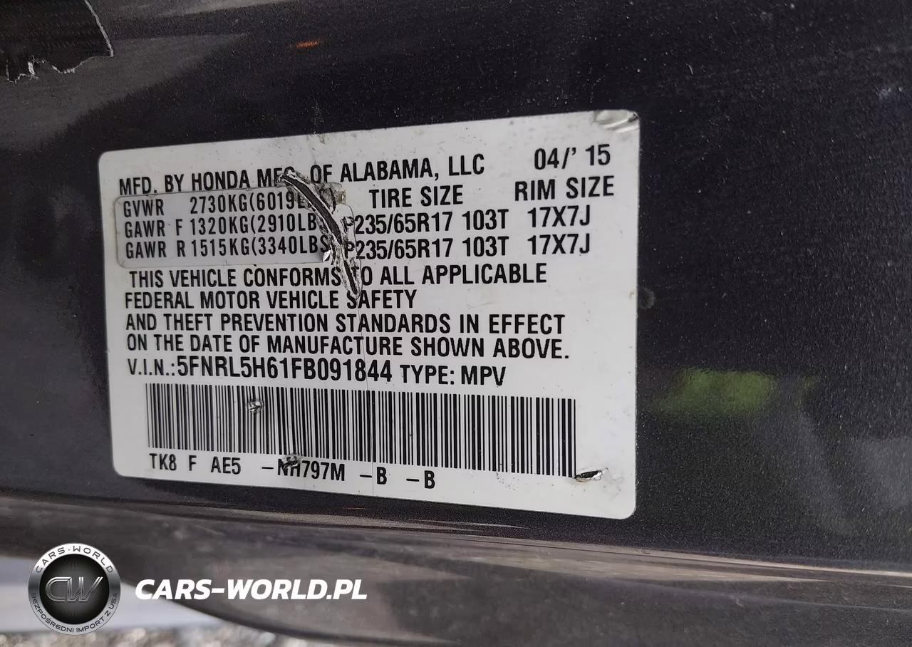 2015 Honda Odyssey Exl VIN:5FNRL5H61FB091844 - 9