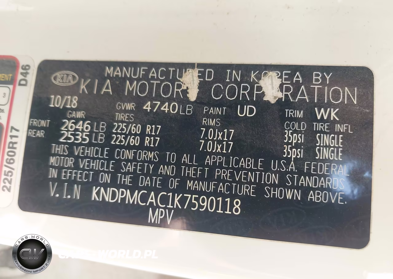 2019 Kia Sportage Lx VIN:KNDPMCAC1K7590118 - 9