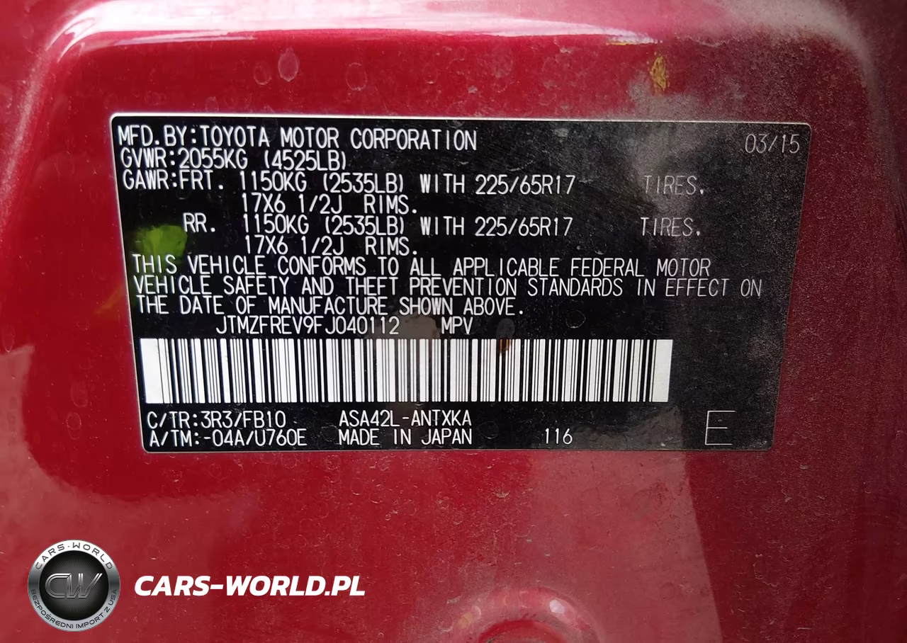 2015 Toyota Rav4 Le VIN:JTMZFREV9FJ040112 - 9
