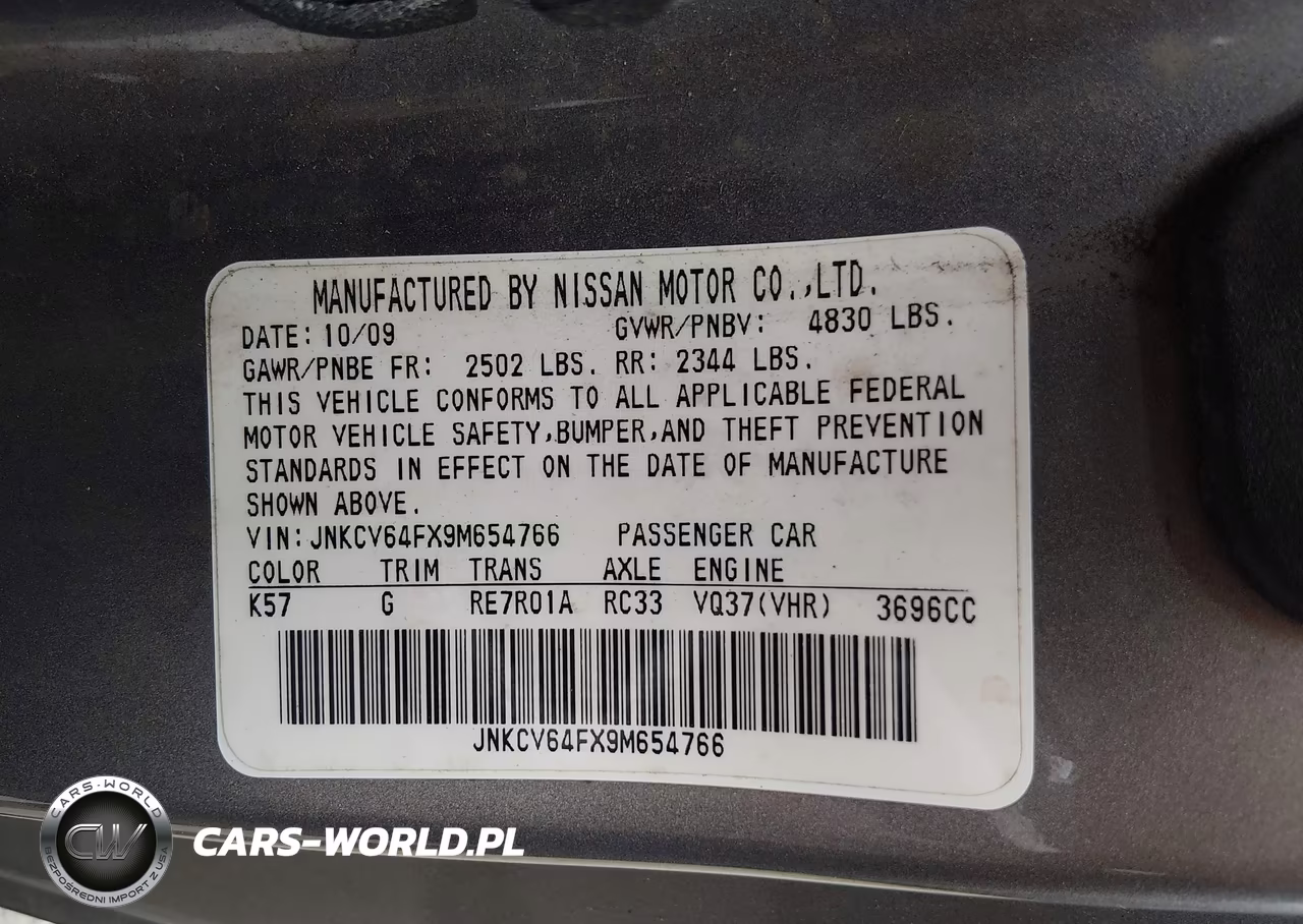 2009 Infiniti G37X VIN:JNKCV64FX9M654766 - 9