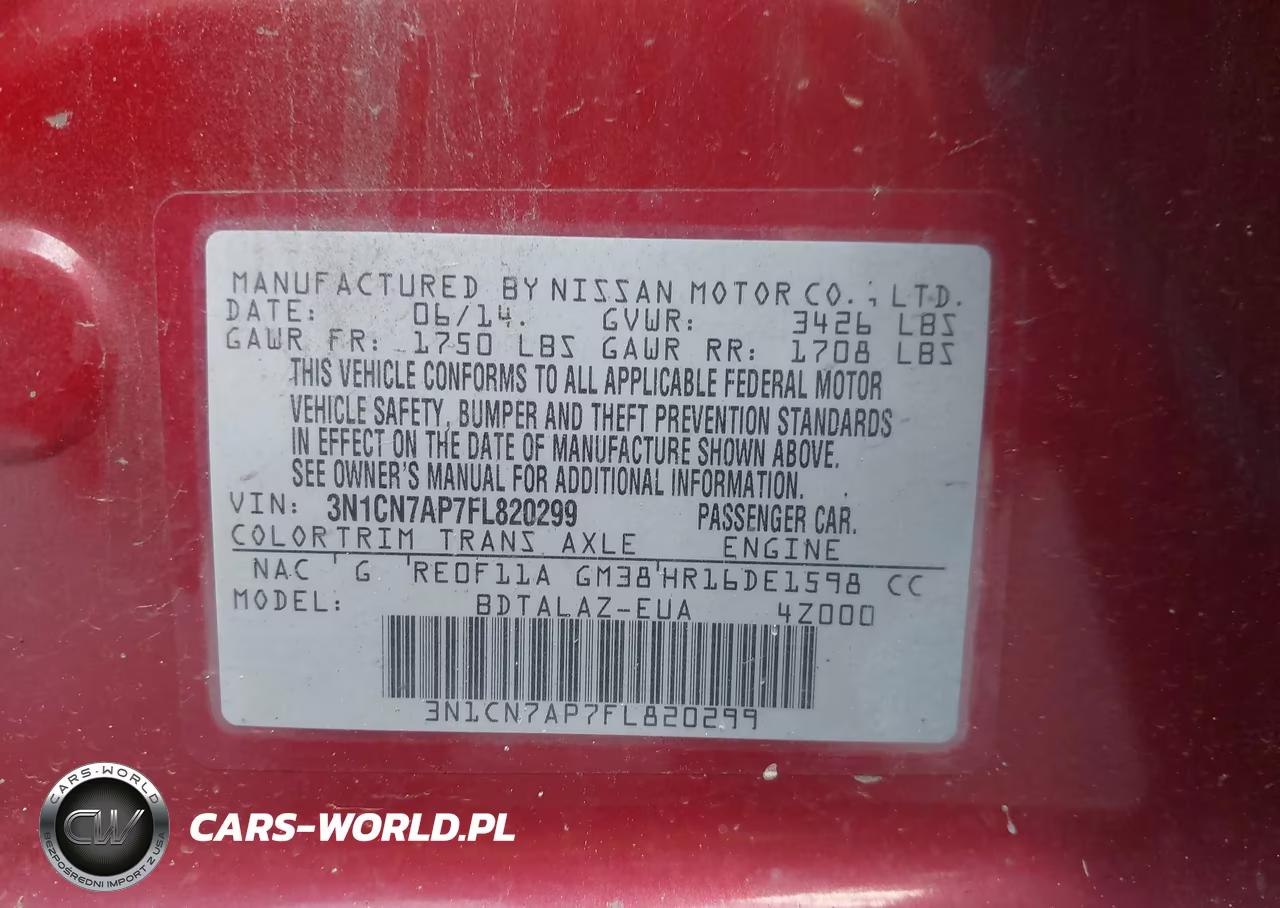 2015 Nissan Versa 1.6 S+ VIN:3N1CN7AP7FL820299 - 9