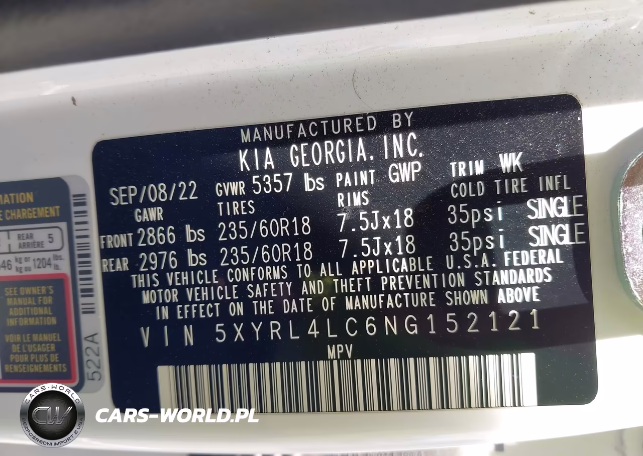 2022 Kia Sorento S VIN:5XYRL4LC6NG152121 - 9